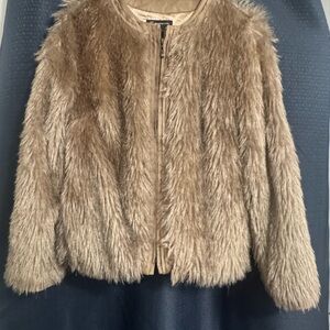 INC International Concepts Faux Fur Beige Jacket